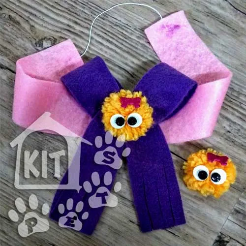 Conjunto Coleira pompom + pompom para penteado - 10 unidades