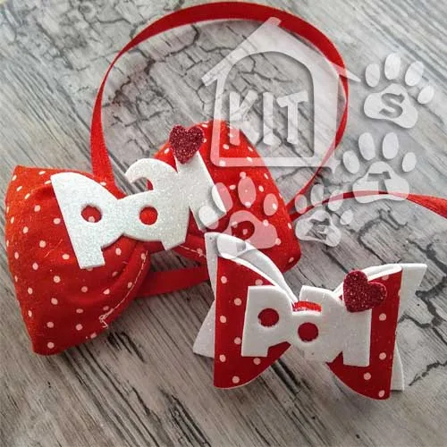 Conjunto Gravata Fofinha +laço para Fêmea Dia dos Pais - 10 unidades