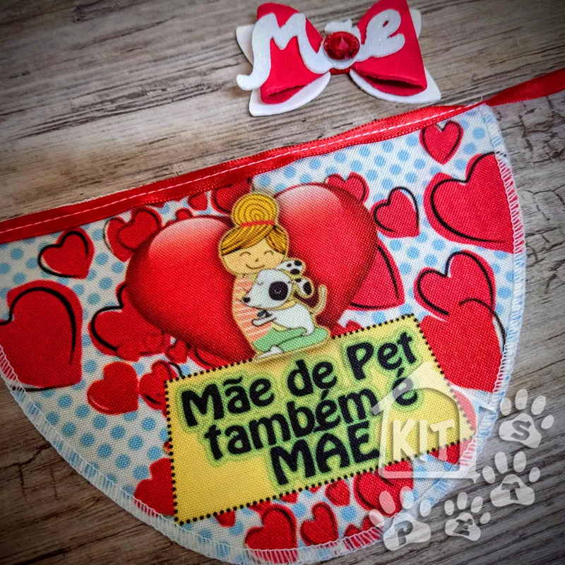 Conjunto Babador Mãe de Pet + laço - 10 unidades
