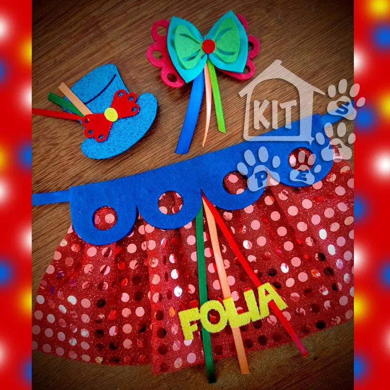 Conjunto Babador Folia + laço - 10 unidades