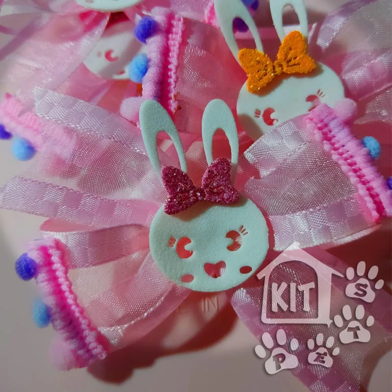 Laço Coelho com pompom - 10 unidades