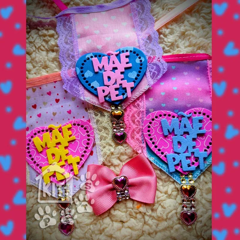 Conjunto Gargantilha Mãe de Pet + laço - 10 unidades